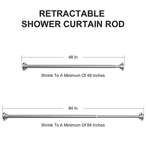 Ausemku Shower Curtain Rod Tension 4884 Inch Never Rust NonSlip
