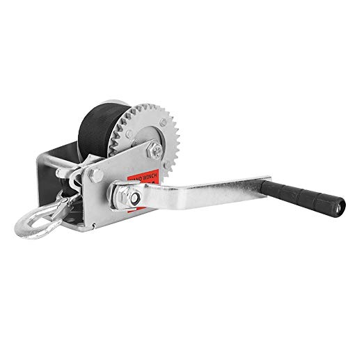 Qiilu 600lbs Heavy Duty Hand Winch Hand Crank Strap Gear Hand Winch Polyester Strap Compatible with ATV Boat Trailer - Image 6