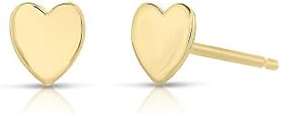 Small Heart Stud Earrings 14k Yellow Gold