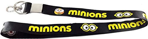MISMIL Fabric ID Tag Card Holder Minions Double Sided Minion Cartoon Key Chain Lanyard Fabric Locking Hook Keychain Black