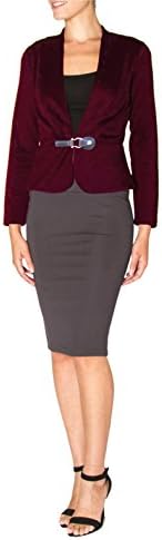 Buckle front Women's Wear to Work Knit Long Sleeve Blazer. Great for a night out (large, burgundy)