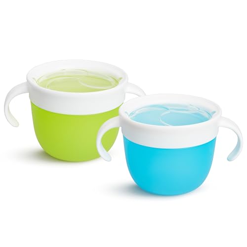 Munchkin Snack Catcher Toddler Snack Cups, No Spil, 2 Pack Containers, Blue/Gre…