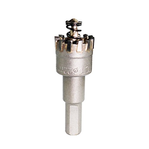 Meccion TCT Carbide Tips Metal Hole Saw Drill Bit, 3/8 Inch Shank Heavy Duty Multi-tooth Cutter for Sheet Metal, Alloy, Stainless Steel, iron, Wood (7/8"(22mm))
