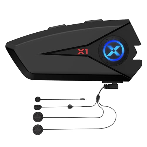 NYTALK X1 Motorcycle Headphones with Music, 60 Hours of Battery Life, IP67 | Motorcycle Handsfree Kit with Voice Assistant, 40 mm Speakers, IP67 Waterproof, Bluetooth Helmet for Motorcycle/ATV/Bike