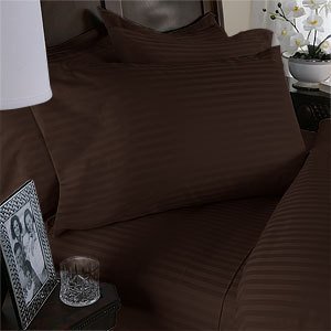 Egyptian Bedding 800 Thread Count Queen Siberian Goose Down Comforter 8 PC 800TC Bed in a Bag, Chocolate Damask Stripe 800 TC