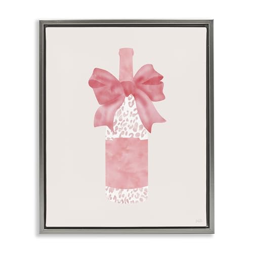 'Leopard Spotted Champagne Bottle'| Floating Frame Canvas Art