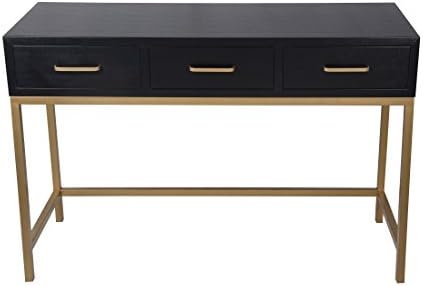 Gwg Outlet Wood Console Tables Privilege 68206 3 Drawer Console Table - Black Shagreen 47.5 X 31.75 X 17.75 Inches Black Model # 68206