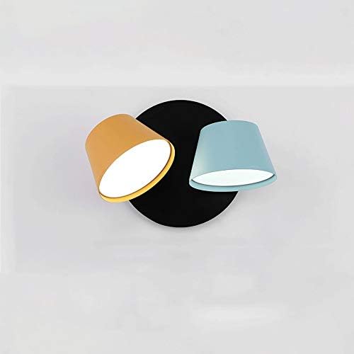 DEPAOSHJ 7 Styles Warm Bedroom Bedside Color LED18W Wall Lamp Simple Modern Study Room Lighting Iron Material Wall Lamp Creative Aisle Staircase Corridor Wall Macarons Wall Lamp