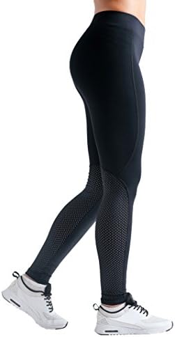Aimo Women's Workout Leggings Yoga Fitness Running Athletic Pants (Small, Black With Perforated Panels On Calf)