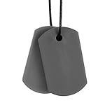 ARK's Chew Tags Discreet Chewable Jewelry, Made in the USA (Very Firm) - Dark Grey