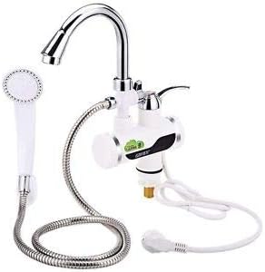 Trady Electric Water Heater Instant Stainless Steel and Plastic Instant Electric Water Heater with Shower Head Water Heater Faucet Shower For Kitchen Bathroom with LED Digital Display