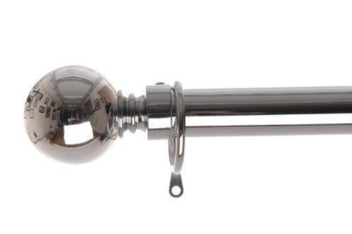 Emma Barclay Lifestyle 25 - 28mm Telescopic Extendable Metal Ball Curtain Pole Set, Chrome, 120 - 210 Cm
