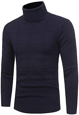 SUUGEN Men's Turtleneck Sweater Ribbed Slim Fit Knitted Pullover Relax Fit Knitwear