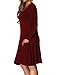 VERABENDI Women's Plus Size Casual Long Sleeve Loose Pocket Dress Burgundy 2XL