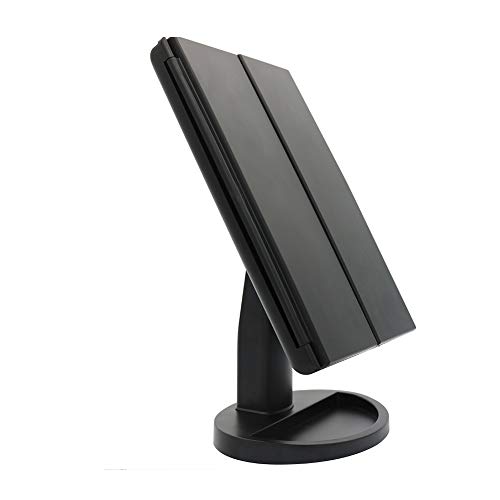 Fold Lighted Vanity Makeup Mirror,Touch Screen Magnification Mirror For Tabletop And Travel Makeup Mirror,Two Power Supply,Square,Black - Thumbnail 7
