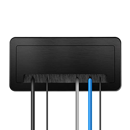 ZESHAN conference Table Power Socket Connectivity Box power extension with UK Plug, USB Data, HDMI, VGA, Telephone and Internet Black for home office desk
