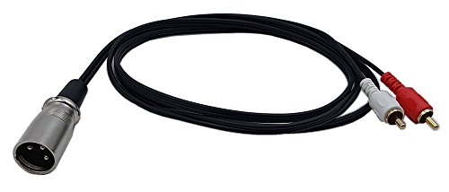 CGTime 5ft/1.5m XLR Y Splitter Patch Cable, 1 XLR Male to 2 RCA Male Stereo Plug Adapter Cable