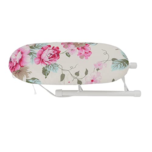 Tabletop Ironing Board, Heat Resistant Foldable Mini Ironing Board Portable Clothes Ironing Accessories for Home Travel (Peony Flower)
