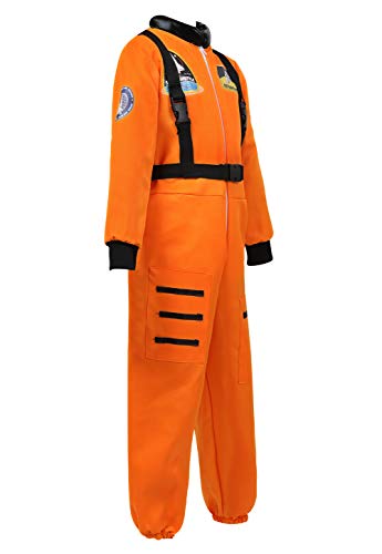 frawirshau Astronaut Costume for Kids Theme Party Role Play Space Suit Dress up Pretend Halloween Costume Orange 2XL