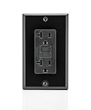 Leviton GFNT2-E Self-Test SmartlockPro Slim GFCI Non-Tamper-Resistant Receptacle with LED Indicator, Wallplate Included, 20-Amp, Black