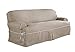Serta | Relaxed Fit Durable Cotton Twill Canvas Furniture Slipcover T-Sofa Taupe with Ivory Piping