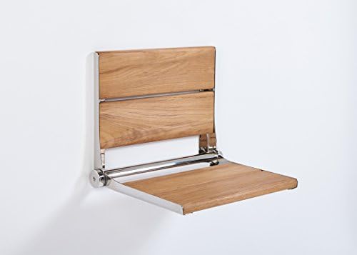 Contour Folding Shower Seat in Teakwood or Walnut (26 x 16, teakwood with brushed nickel frame)