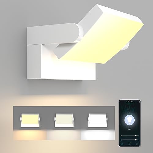 Klighten LED Wall Light Dimmable Outdoor Indoor 24W APP Control, Timer, IP65 Wall Lights, Adjustable Modern Aluminium Wall Lamps for Entrance Balconies Gardens, White, 3000K-6000K