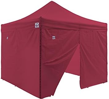 Impact Canopy 10' x 10' Instant Pop-Up Canopy Tent with Aluminum Frame, Sidewalls, Weight Bags, and Roller Bag, Red