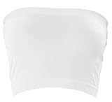 KMystic Stretch Seamless Tube Bra Bandeau Top (One Size, White)