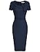 MUXXN Womens Vintage 1960s Style Cut Neck Bridesmaid Dress with Sleeves (M Blue)