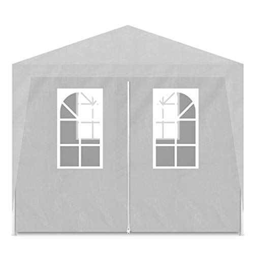 AyaMastro Outdoor 600CM White Gazebo Canopy Sun Shade Party Wedding Yard Tent w/Wall Side Removable with Ebook