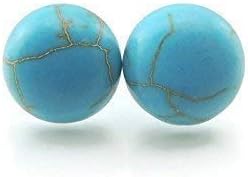 Pretty SmartCabochon Stone Earrings on Hypoallergenic Titanium Posts 10mm (Turquoise)