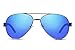 TREEHUT Wooden Bamboo Sunglasses Temples Classic Top Gun Retro Metal Frame Top Gun Wood Sunglasses (Silver Frame, Blue Mirror)