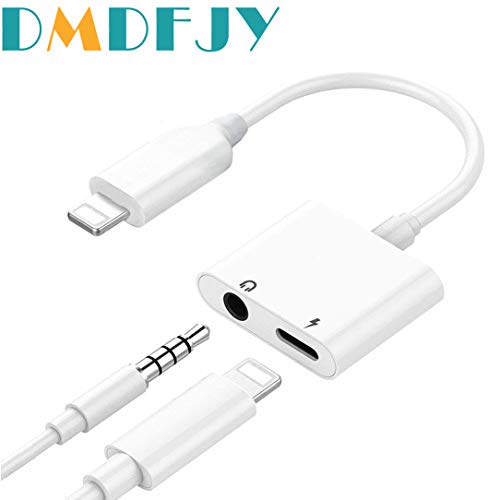 DMDFJY for iPhone Adapter Headphone Adapter 3.5mm Jack Dongle Earphone Connector Convertor 2 in 1 Accessories Cable Charge & Audio Compatible with iPhone X/XS / XS MAX/XR 8 / 8Plus 7/7 Plus – White