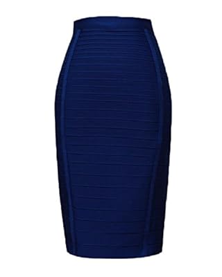 UONBOX Women's High Waist Stretchy Slim Fit Midi Pencil Bandage Skirt with Back Zipper