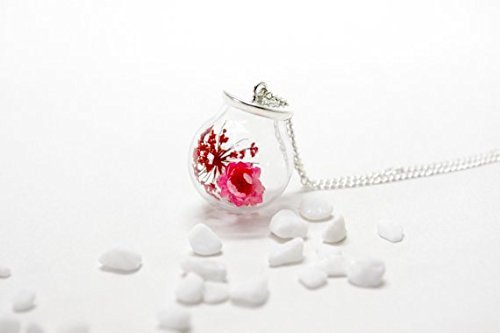 Botanical Jewelry, Real Flower Jewelry,Terrarium Necklace, Japanese Style, Cherry Blossom, Pressed Flower Necklace - Thumbnail 4