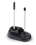 Home Bathroom Toilet Plunger and Cleaning Brush Set - Starter Kit by Top Mark Products (Black)