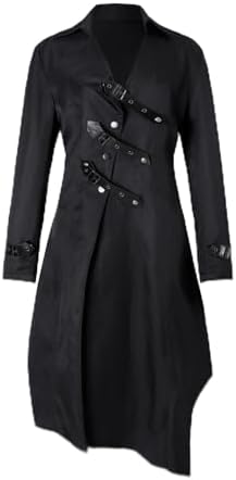 Darkrock Scorpion Men's Hooded Trench Coat Long Jacket Red/Black