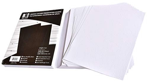 BNC Leather Texture Paper Binding Presentation Covers Pack of 100 Letter Size Color White