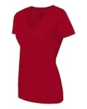 Fruit of the Loom Ladies Heavy Cotton HD V-Neck T-Shirt L39VR-True Red-L