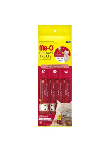 Me-O Creamy Treats Tuna & Tomato, 15 Gx4 Tubes, Pack Of 3 - All Life Stages, Cat 1