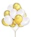 Fecedy 100 pcs Gold White Latex Balloons 12