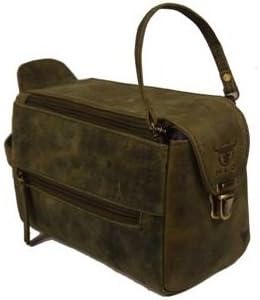 Handmade Buffalo Genuine Leather Toiletry Bag Dopp Kit Shaving and Grooming Kit for Travel ~ Gift for Men Women ~ Hanging Zippered Makeup Bathroom Cosmetic Pouch Case by Vintage Coutoure