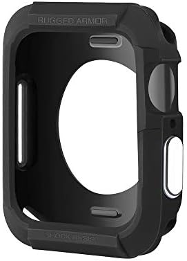Rugged Armor Protective Case for Apple Watch 40mm 44mm, Shock-Proof Accessories TPU Protector Bumper Frame Protective Cover Shell Case for Apple Watch iWatch Series 4 (Black, 44mm)