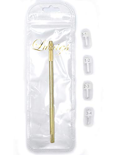 Luwigs 4 Size Ventilating Needles(1-1,1-2,2-3,3-4)+1 Brass Holder for Lace Wig Accessories 4Pcs Stainless Steel Needles Kit for Salon (Ventilating Needles Kit, One Set)