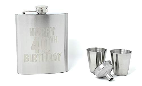 Happy-Birthday-Flasks-Happy-21st-30th-40th-and-50th-Birthday-Flasks-Set-of-1-7oz-Engraved-Stainless-Steel-Flask-with-2-Shot-Glasses-and-a-Funnel-Perfect-Birthday-Present-40th-Birthday