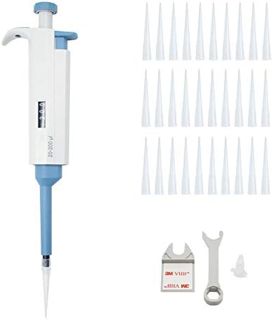 CCTVMTST 20-200 ul Multi-Volume Adjustable Micropipette Pipettor and 200pcs Pipette Tips