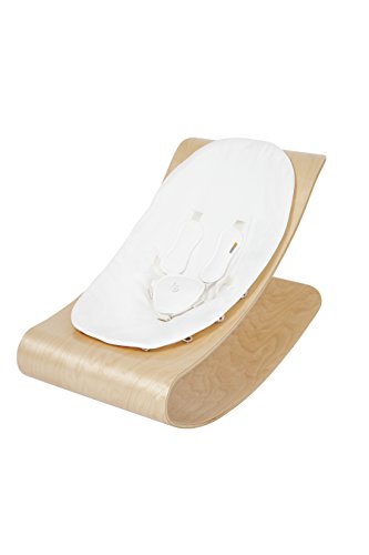 Bloom Coco Stylewood Modern Baby Lounger/Rocker/Bouncer - Natural Frame w/Organic Cotton Front/Baby-Facing Seat Pad (Coconut White) - Thumbnail 4