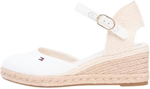 Donna Sandali Wedge Closed Toe in Tela, Bianco (Ecru), 36