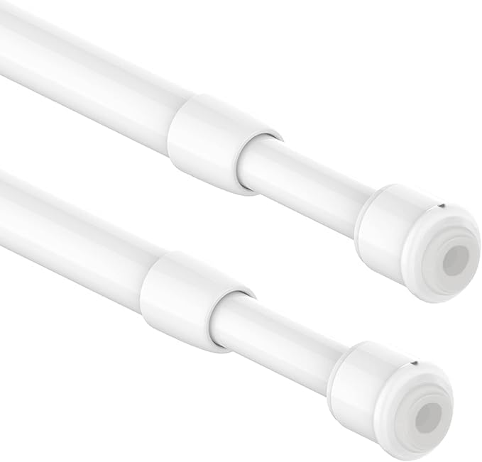 2 x Glass Curtain Rods No Drilling Extendable Curtain Pole with Snap Spring (60-80 cm, Φ10 mm)